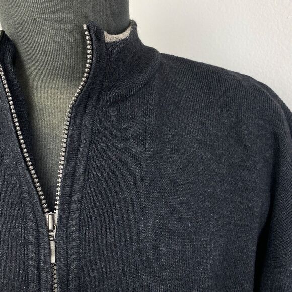 Carnoustie Dark Gray Black Wool Blend Pullover Sweater Lg Long Sleeves 1/4 Zip - Picture 4 of 16